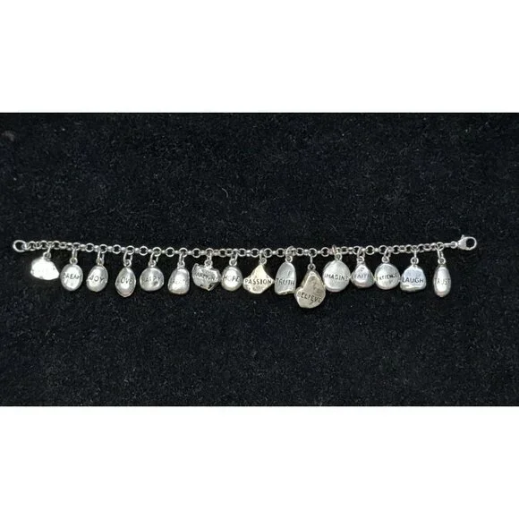 Sterling Silver Charm Bracelet 16 Inspirational Charms Lobster Clasp Size 7 - Picture 16 of 16